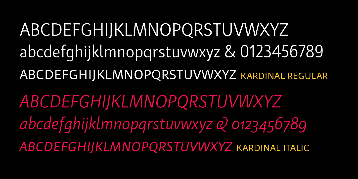 Beispiel einer Kardinal Italic-Schriftart